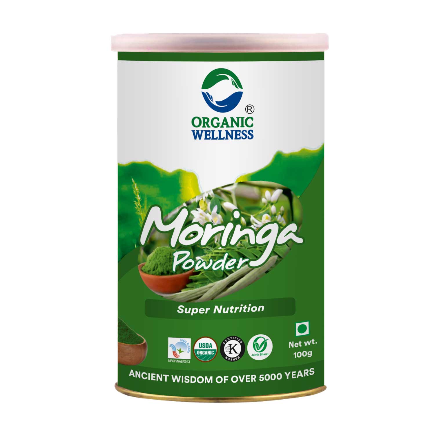 Organic Wellness Natural Moringa Powder  | Sahjan Drumstick Leaf Powder | Rich In 90+ Nutrients | Vitamins & Calcium | Healthy Superfood | Good For Weight Loss