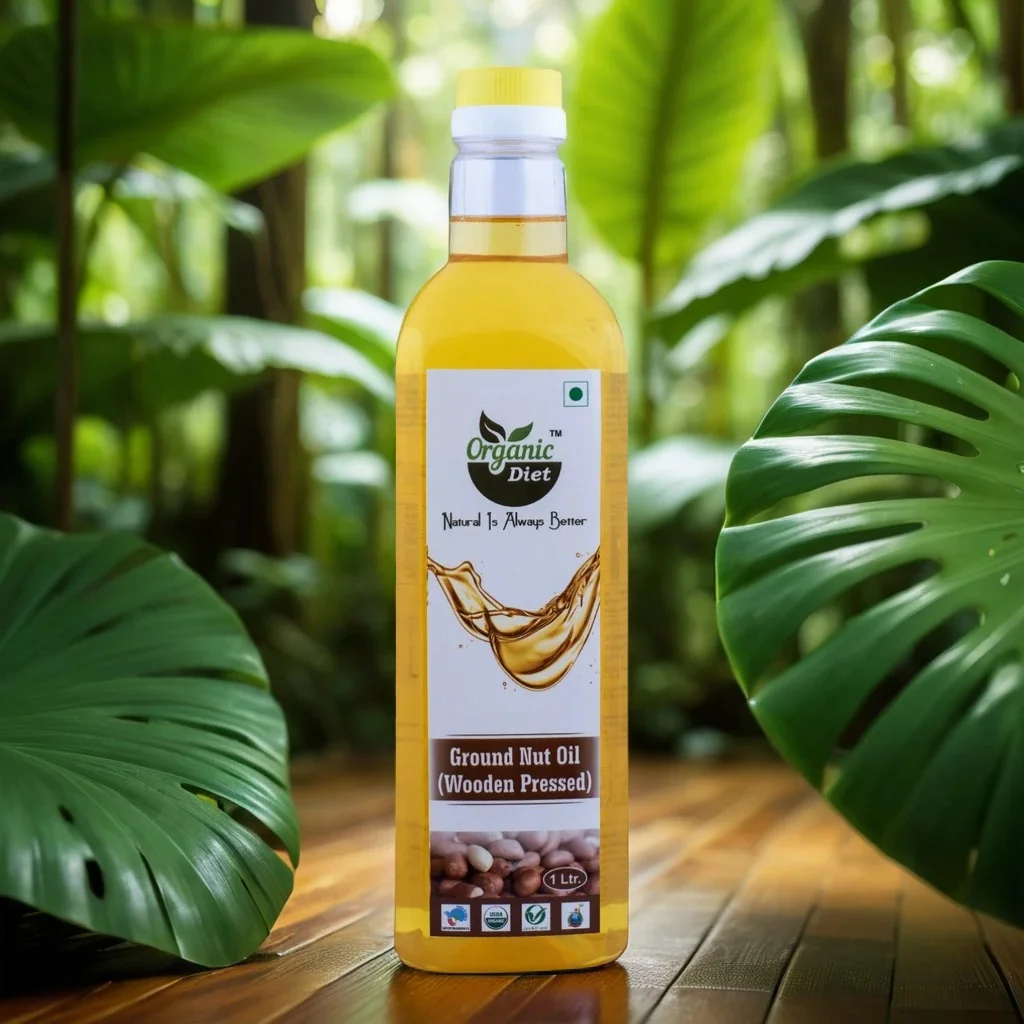 Organic Diet Organic Wooden Pressed Pure Groundnut Oil.