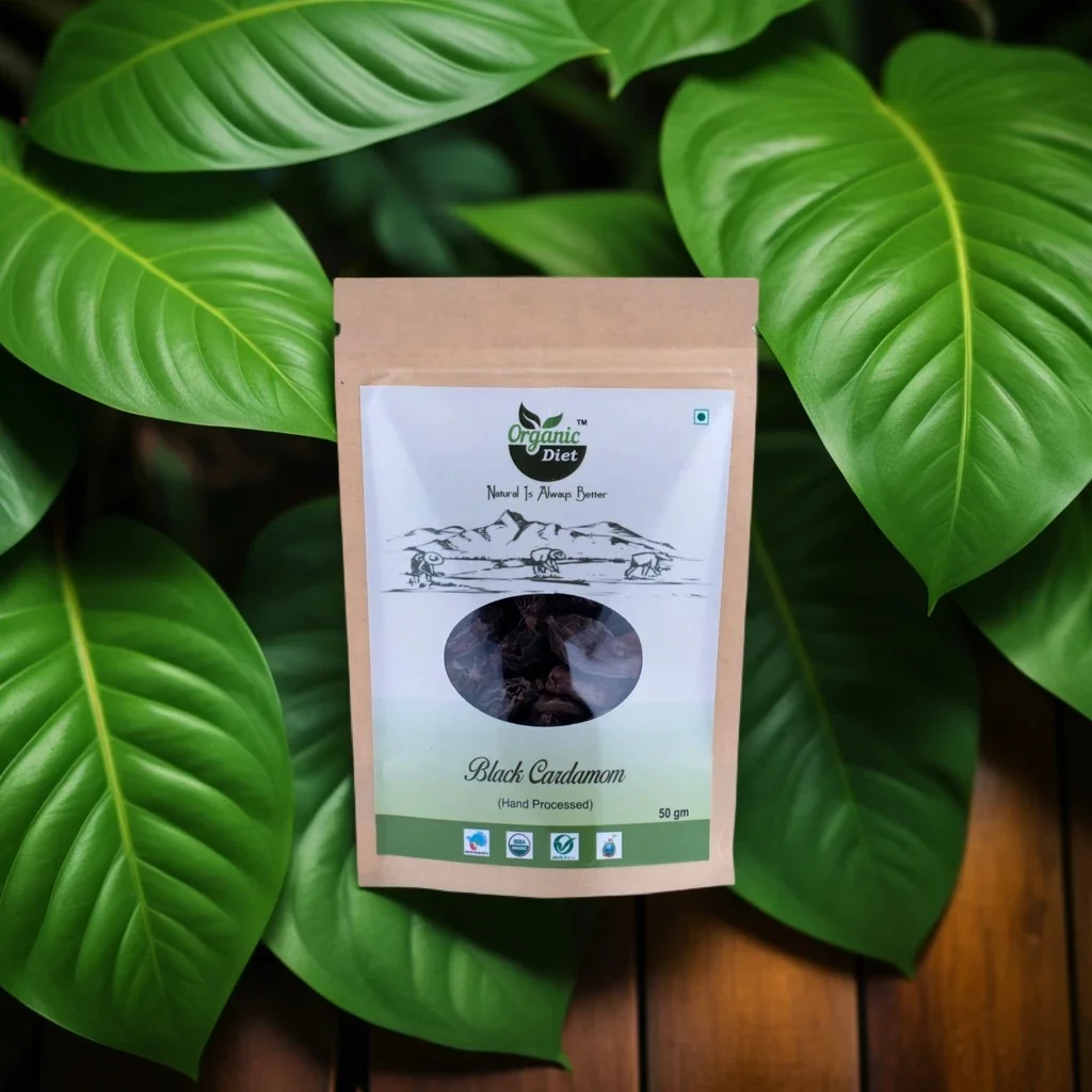 Organic Diet Fresh & Pure Organic Black Cardamom Raw.