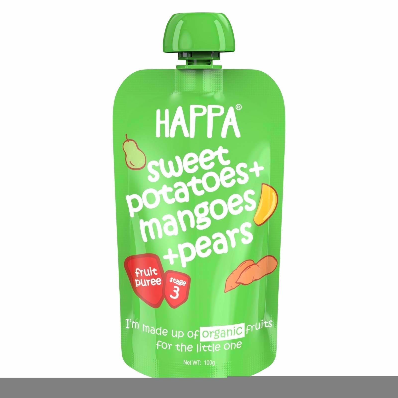 Happa Organic Fruit Puree  Sweet Potatoes+Mangoes+Pears