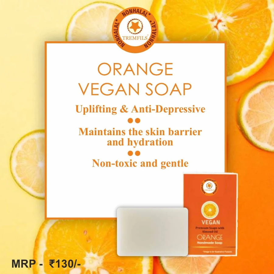 Nonhalal ORANGE ALMOND OIL VEGAN HANDMADE  SOAP