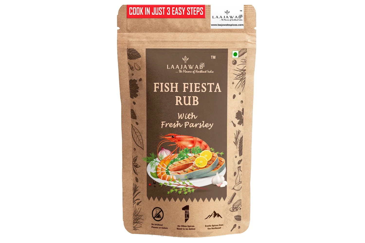 Laajawab Fish Fiesta Rub with Lemon Pepper, Yellow Mustard and Parsley