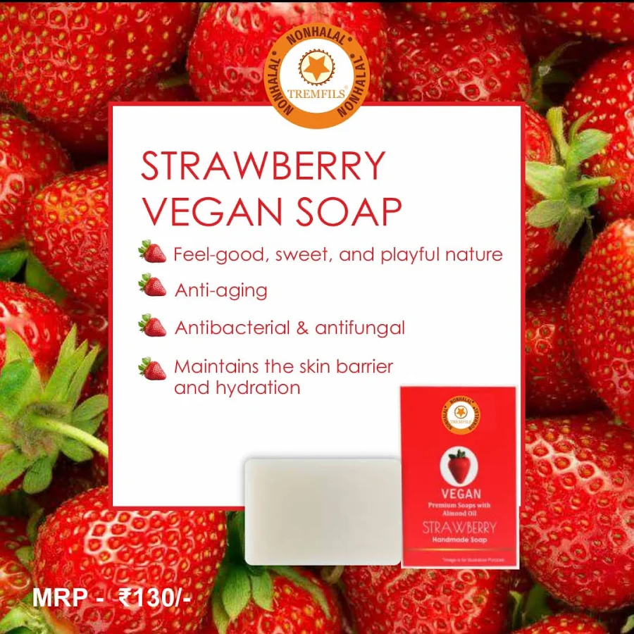 Nonhalal STRAWBERRY ALMOND OIL VEGAN HANDMADE  SOAP