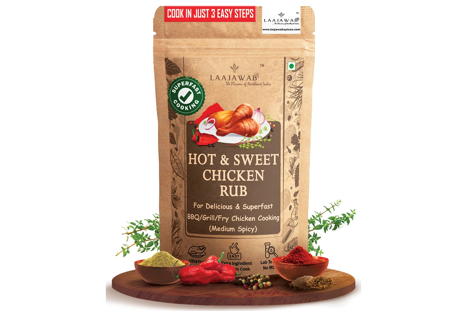 Laajawab Hot & Sweet Marinade Rub for Superfast & Delicious BBQ
